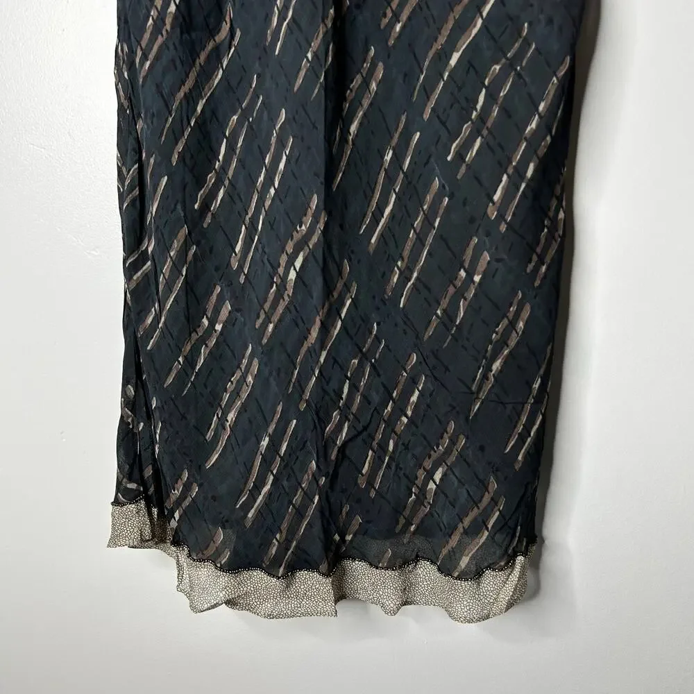 Vintage Karavan Y2K Midi Skirt‎ Women's Medium Forest Fairy Chiffon Mesh Navy
